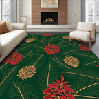 Rich Green Pinecone Floral Arrangement Rug