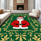 Festive Green Santa Scrollwork Rug