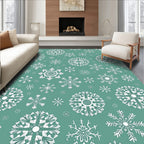 Teal White Snowflake Holiday Scatter Rug