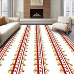 Red Golden Bordered Vertical Stripe Rug
