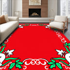 Red White Dove Holly Garland Ornament Rug