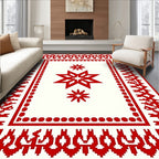 Crimson Star Bordered Center Rug