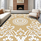Ornate White Floral Lace Medallion Rug