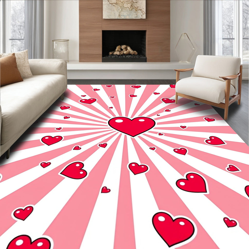 Radiant Pink Heart Explosion Rug