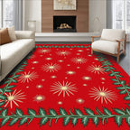 Red Starburst And Holly Border Rug