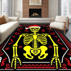 Yellow Skeleton Christmas Black Rug