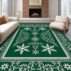 Emerald Green Snowflake Art Deco Rug