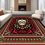 Vibrant Skull Floral Border Rug
