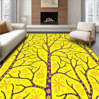 Vibrant Yellow Purple Tree Garland Rug