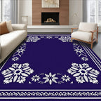Deep Blue Snowflake Mandala Frame Rug