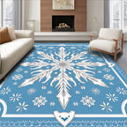 Winter Blue Snowflake Mandala Rug