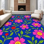 Vibrant Pink Floral Leafy Vine Rug