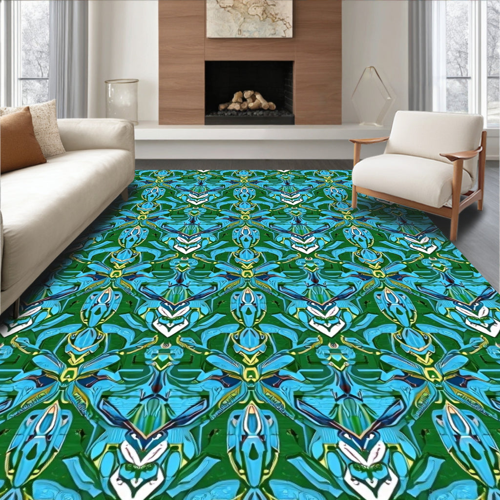 Emerald Teal Medallion Geometric Rug