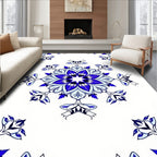 Deep Blue Radial Floral Medallion Rug