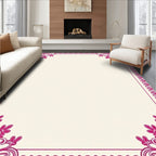 Whimsical Pink Floral Scroll Corner Rug