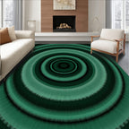 Deep Emerald Concentric Circles Rug
