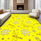 Bright Yellow Snowflake Welcome Rug