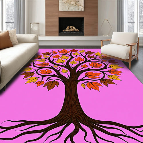 Autumn Tree Orange Yellow Leaf Art Rug