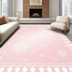Pink Snowflakes Frame Rug