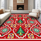 Crimson Evergreen Star Holiday Rug