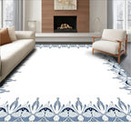 Classic Blue White Filigree Border Rug