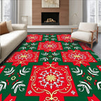 Crimson White Yellow Floral Medallion Rug