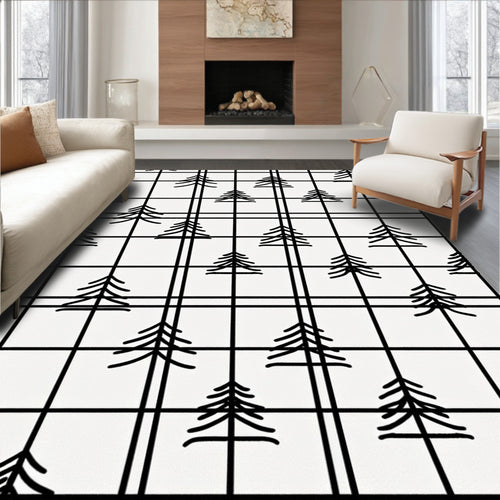 Black Pine Grid Repeat Rug