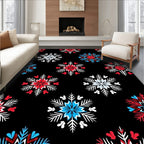 Red Blue White Snowflake Medallions Rug