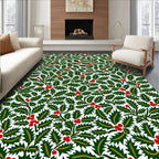 Classic Red Holly Berry Foliage Rug