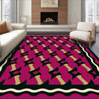Bold Magenta Geometric interlocking Motif Rug