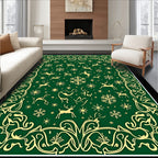 Golden Forest Reindeer Snowflake Meadow Rug