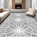 Gray White Geometric Sunburst Rug