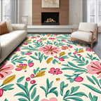 Pink Red Floral Meadow Scatter Rug