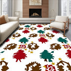 Red Teal Brown Star Tree Scatter Rug