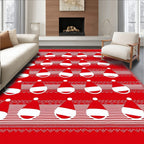 Festive Red Santa Hat Rows Rug