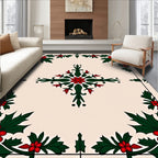 Festive Holly Berry Garden Frame Rug