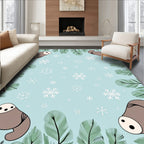Cute Sloth Snowfall Forest Rug