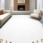 Golden Art Nouveau Floral Scroll Rug