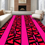 Pink Red Heart Stripe Rug
