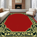 Crimson Gold Floral Vine Border Rug