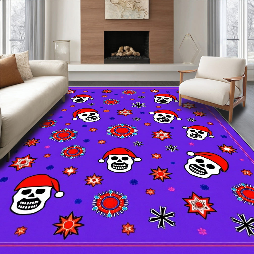 Purple Festive Skull Snowflakes Rug