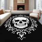 Gothic White Skull Damask Rug