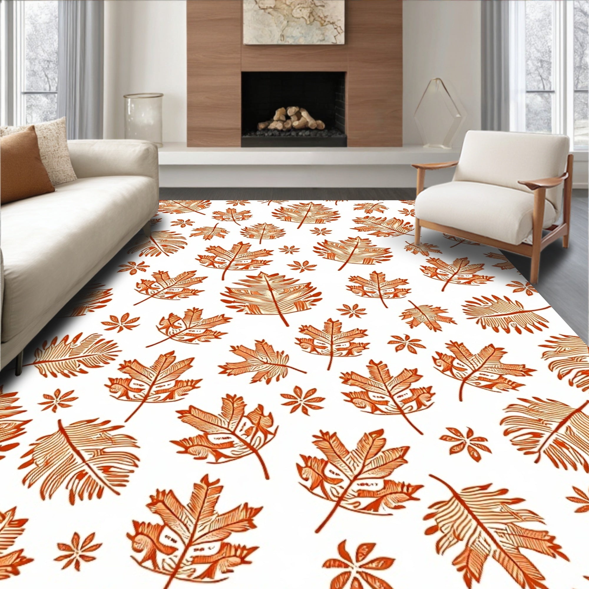 Autumn Orange Leaf Medley Rug