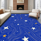 Midnight Blue Swirl Star Art Rug