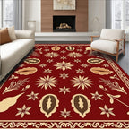 Crimson Floral Botanical Ornament Rug