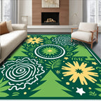 Festive Green Yellow Forest Celebration Rug