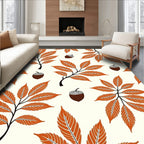 Autumn Orange Leaf Acorn Arrangement Rug