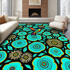 Vibrant Hummingbird Aqua Floral Medallion Rug