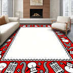 Red Snowman Candy Cane Festive Border Rug