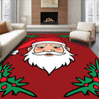Friendly Santa Christmas Holly Border Rug